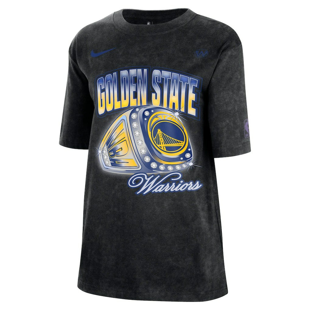 Black Golden State Warriors Women's Courtside Original Content Vintage Washed Boyfriend T-Shirt sale | NBA