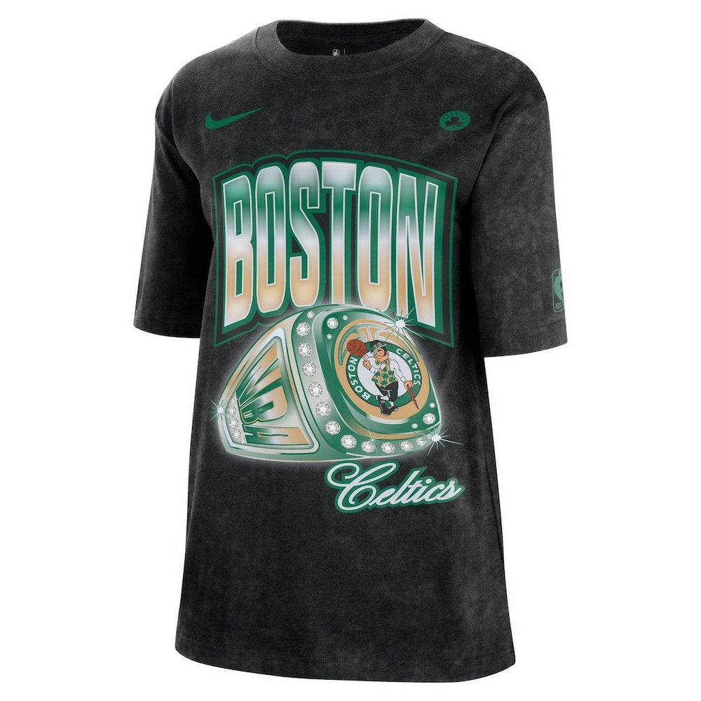Black Boston Celtics Women's Courtside Original Content Vintage Washed Boyfriend T-Shirt | NBA