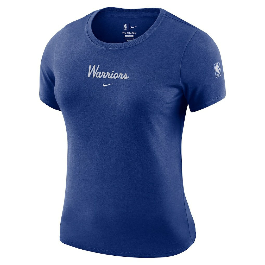Royal Golden State Warriors Women's Courtside Modest Cropped Tri-Blend T-Shirt sale | NBA