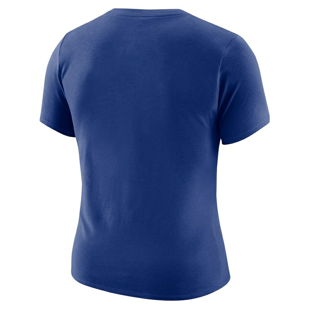 Blue New York Knicks Women's Courtside Modest Cropped Tri-Blend T-Shirt | NBA