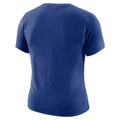 Blue New York Knicks Women's Courtside Modest Cropped Tri-Blend T-Shirt | NBA