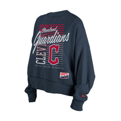 Cleveland Guardians New Era Women's Boxy Mineral Wash Dolmen Sleeve Cropped Sweatshirt - MLB Sweatshirts