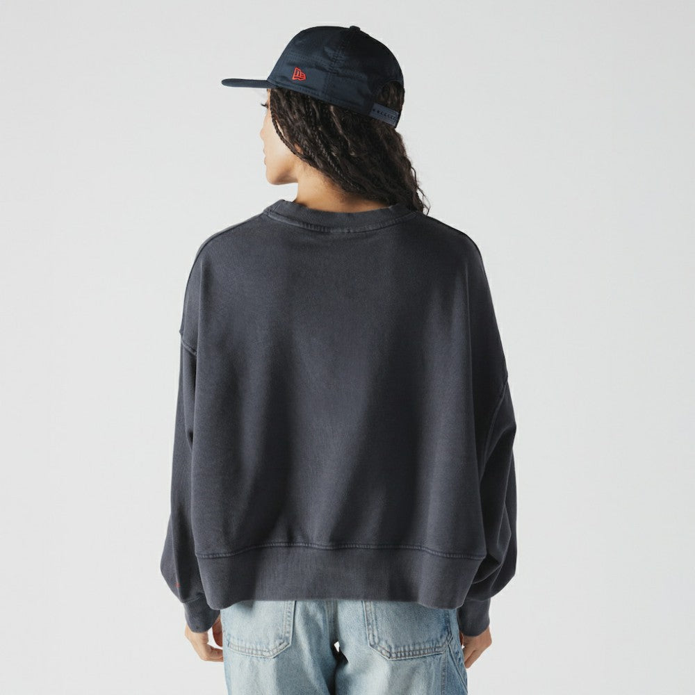 Boston Red Sox New Era Women's Boxy Mineral Wash Dolmen Sleeve Cropped Sweatshirt - MLB Sweatshirts
