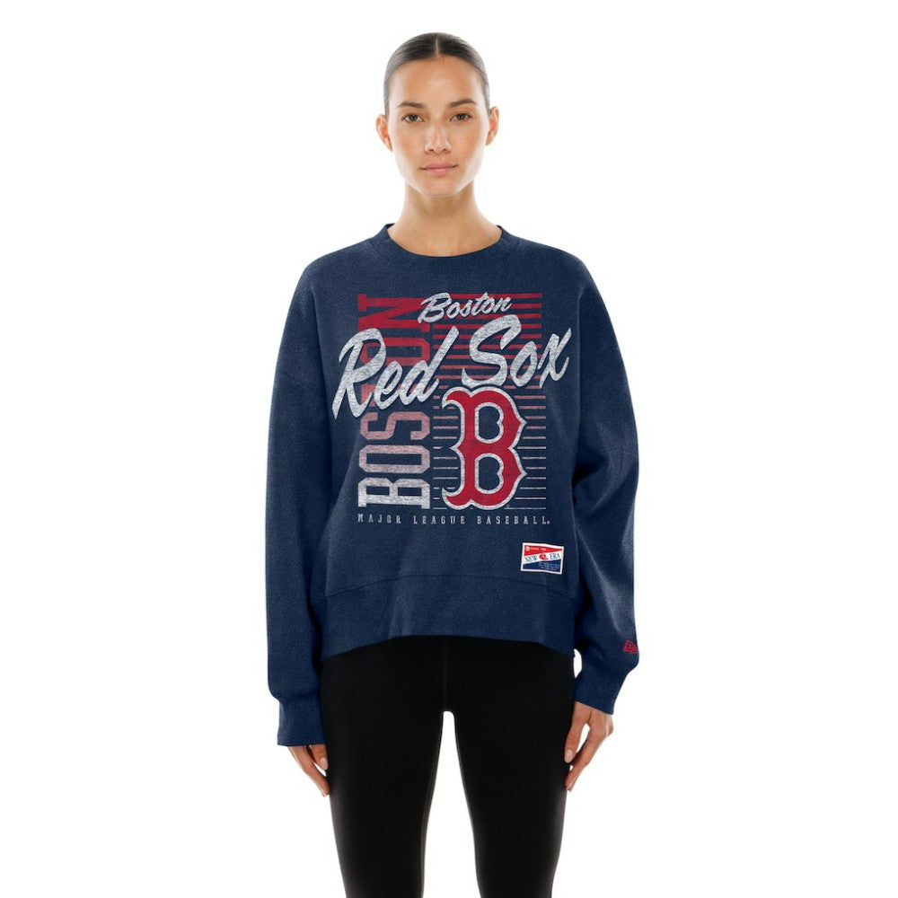 Boston Red Sox New Era Women's Boxy Mineral Wash Dolmen Sleeve Cropped Sweatshirt - MLB Sweatshirts