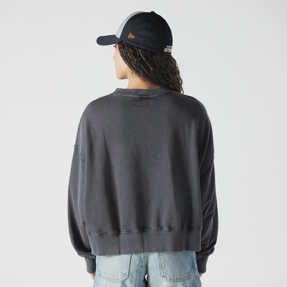 Houston Astros New Era Women's Boxy Mineral Wash Dolmen Sleeve Cropped Sweatshirt - MLB Sweatshirts