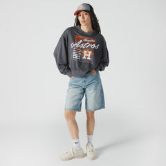 Houston Astros New Era Women's Boxy Mineral Wash Dolmen Sleeve Cropped Sweatshirt - MLB Sweatshirts