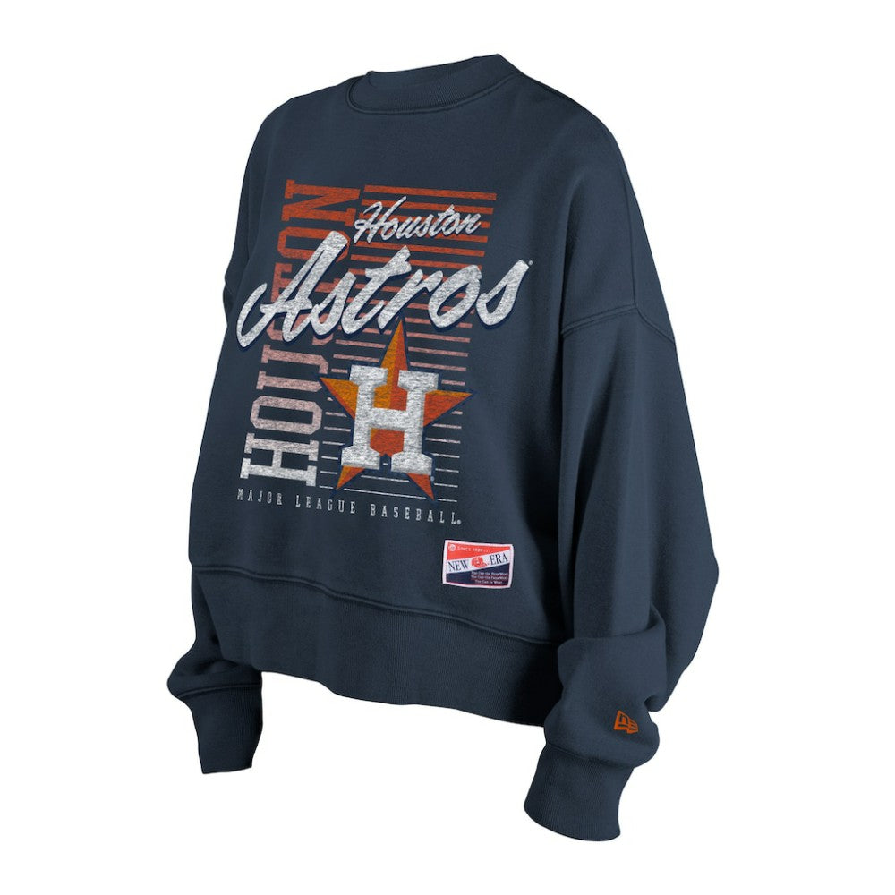 Houston Astros New Era Women's Boxy Mineral Wash Dolmen Sleeve Cropped Sweatshirt - MLB Sweatshirts