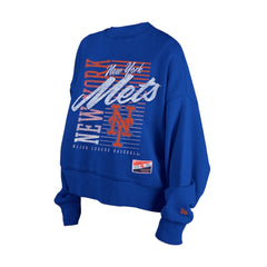New York Mets New Era Women's Boxy Mineral Wash Dolmen Sleeve Cropped Sweatshirt - MLB Sweatshirts