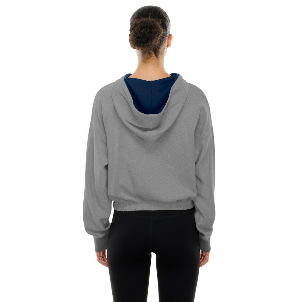 Boston Red Sox New Era Women's Reversed Out French Terry Quarter-Zip Banded Crop Hoodie - MLB Hoodies