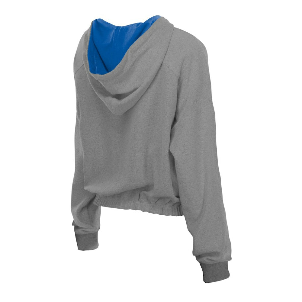 Chicago Cubs New Era Women's Reversed Out French Terry Quarter-Zip Banded Crop Hoodie - MLB Hoodies