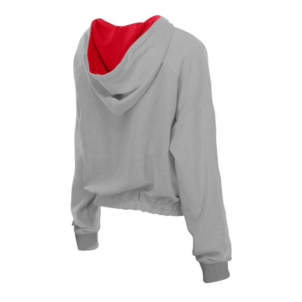 St. Louis Cardinals New Era Women's Reversed Out French Terry Quarter-Zip Banded Crop Hoodie - MLB Hoodies