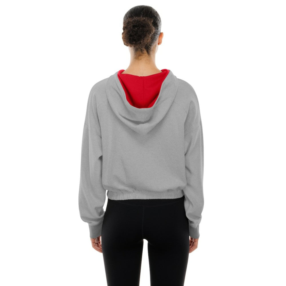St. Louis Cardinals New Era Women's Reversed Out French Terry Quarter-Zip Banded Crop Hoodie - MLB Hoodies