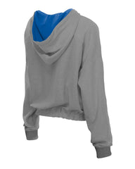 New York Mets New Era Women's Reversed Out French Terry Quarter-Zip Banded Crop Hoodie - MLB Hoodies