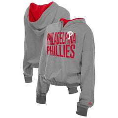 Philadelphia Phillies New Era Women's Reversed Out French Terry Quarter-Zip Banded Crop Hoodie - MLB Hoodies
