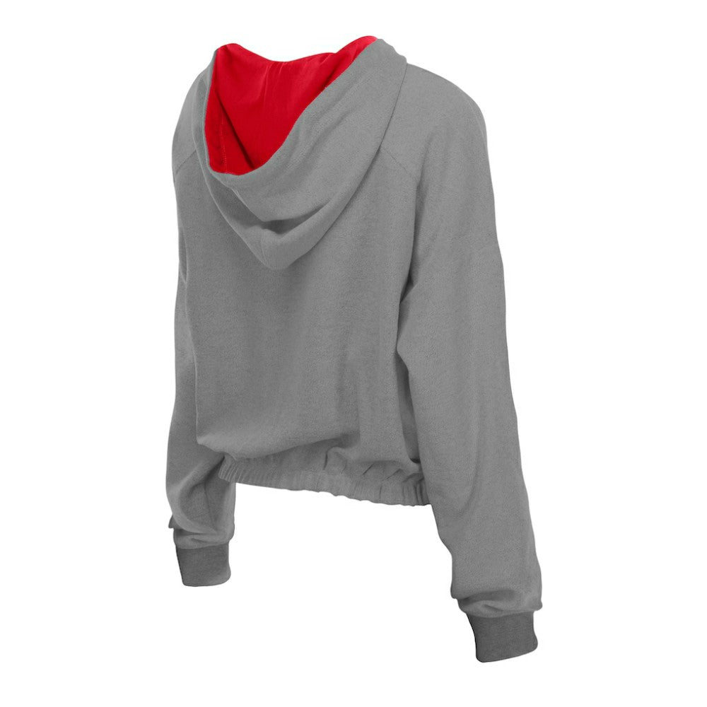 Philadelphia Phillies New Era Women's Reversed Out French Terry Quarter-Zip Banded Crop Hoodie - MLB Hoodies