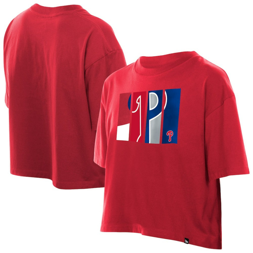 Philadelphia Phillies New Era Women's Boxy Foil Logo T-Shirt - MLB T-shirts