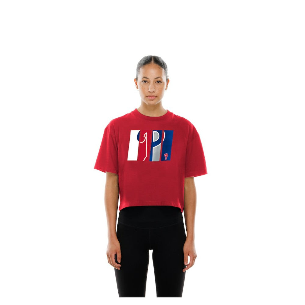 Philadelphia Phillies New Era Women's Boxy Foil Logo T-Shirt - MLB T-shirts