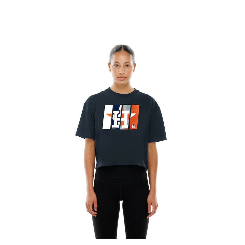 Houston Astros New Era Women's Boxy Foil Logo T-Shirt - MLB T-shirts