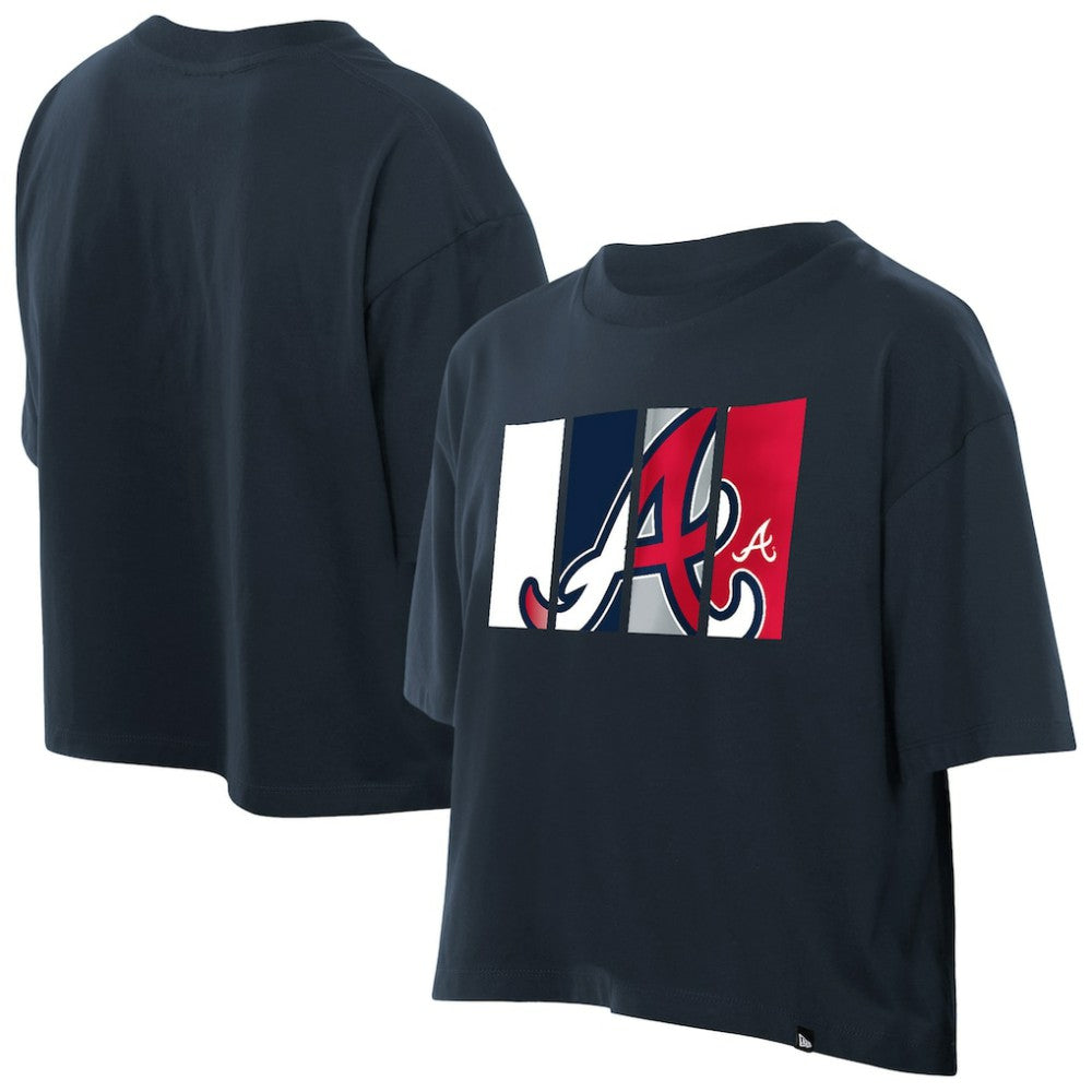 Atlanta Braves New Era Women's Boxy Foil Logo T-Shirt - MLB T-shirts