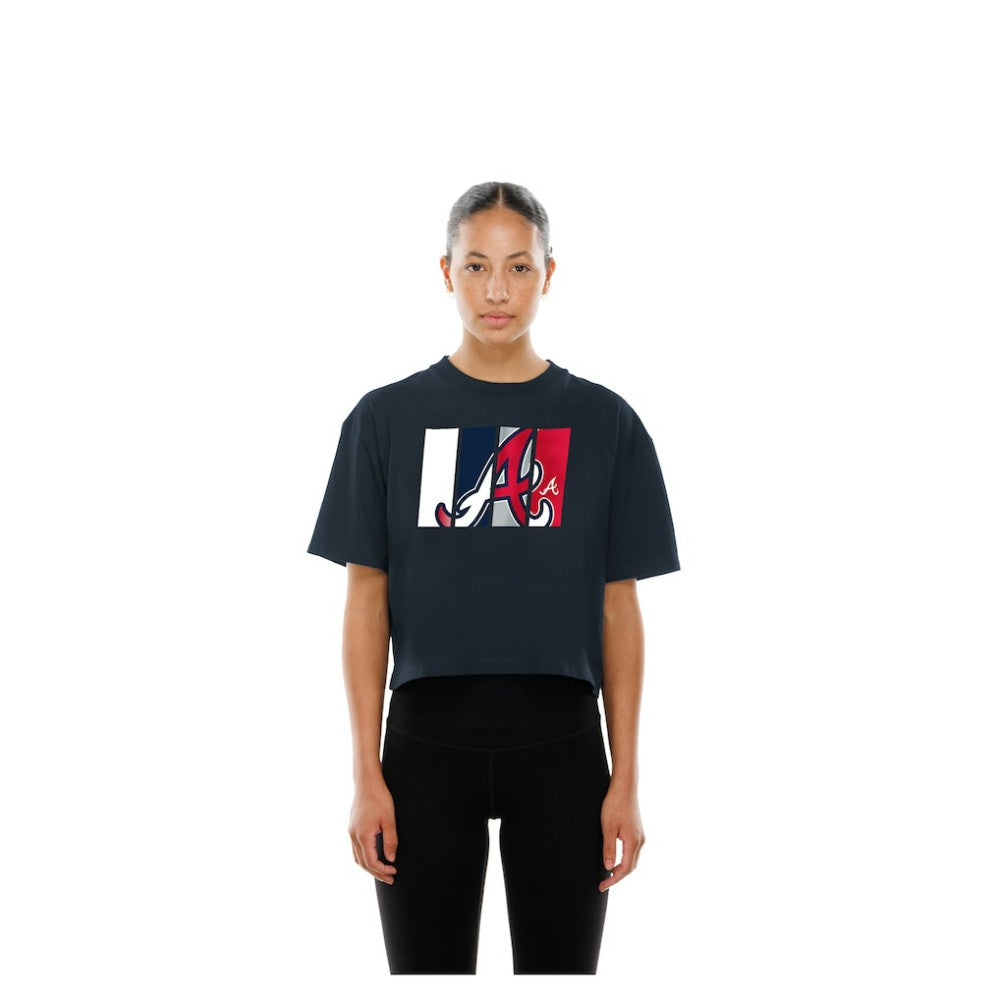 Atlanta Braves New Era Women's Boxy Foil Logo T-Shirt - MLB T-shirts