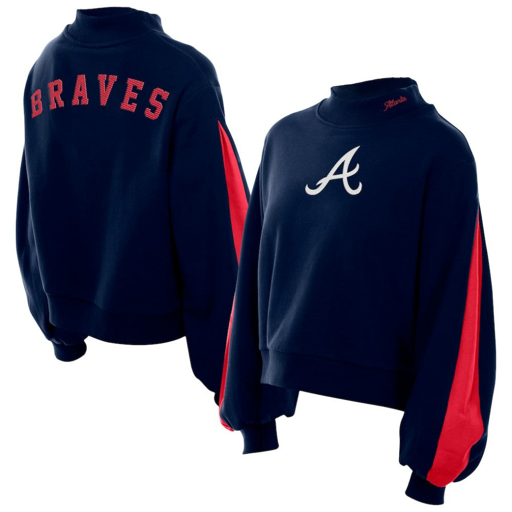 Atlanta Braves New Era Women's Mock Neck Balloon Sleeve Sweatshirt - MLB Sweatshirts