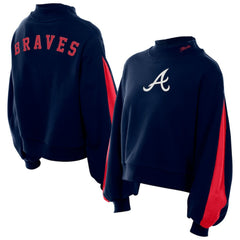 Atlanta Braves New Era Women's Mock Neck Balloon Sleeve Sweatshirt - MLB Sweatshirts