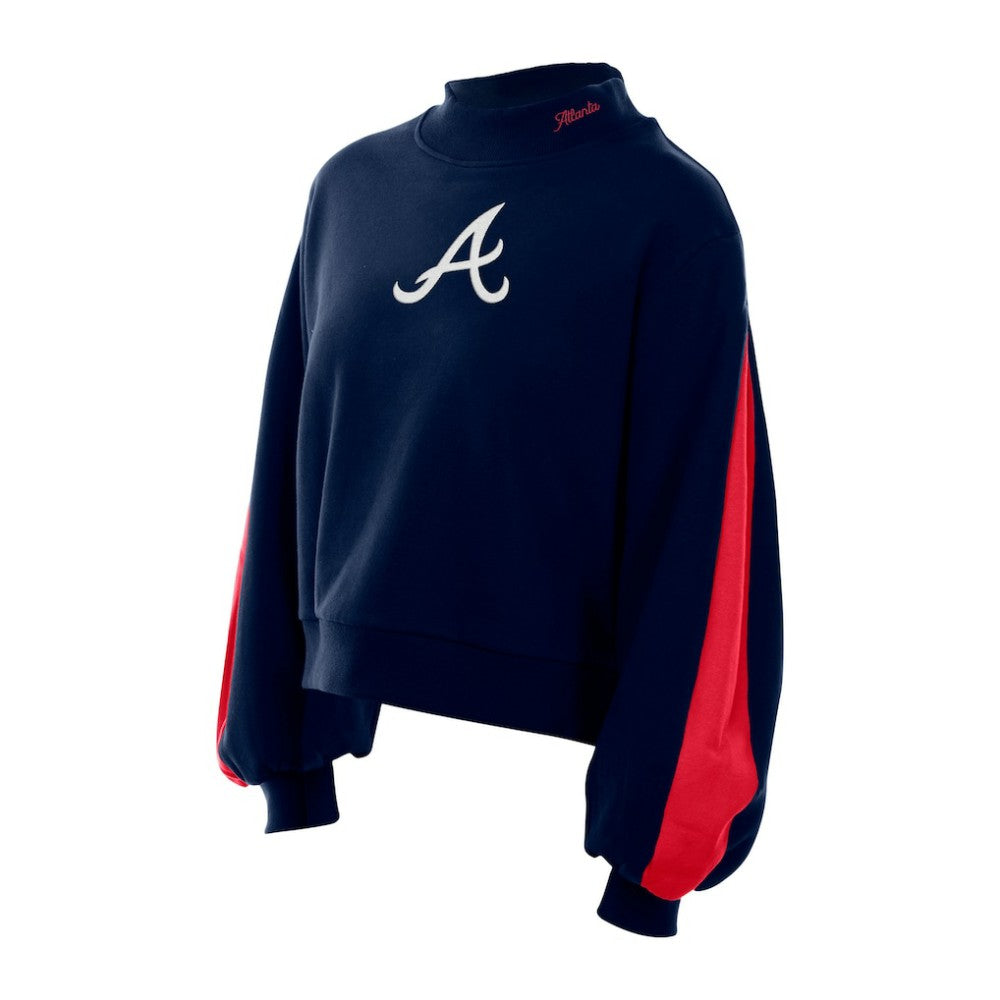 Atlanta Braves New Era Women's Mock Neck Balloon Sleeve Sweatshirt - MLB Sweatshirts