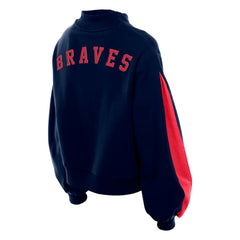 Atlanta Braves New Era Women's Mock Neck Balloon Sleeve Sweatshirt - MLB Sweatshirts
