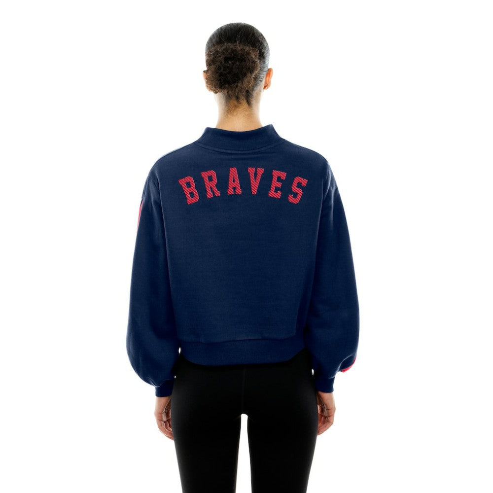 Atlanta Braves New Era Women's Mock Neck Balloon Sleeve Sweatshirt - MLB Sweatshirts