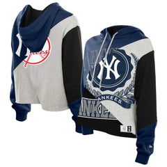 New York Yankees New Era Women's Upcycled Color Block Cropped Boxy Hoodie - MLB Hoodies