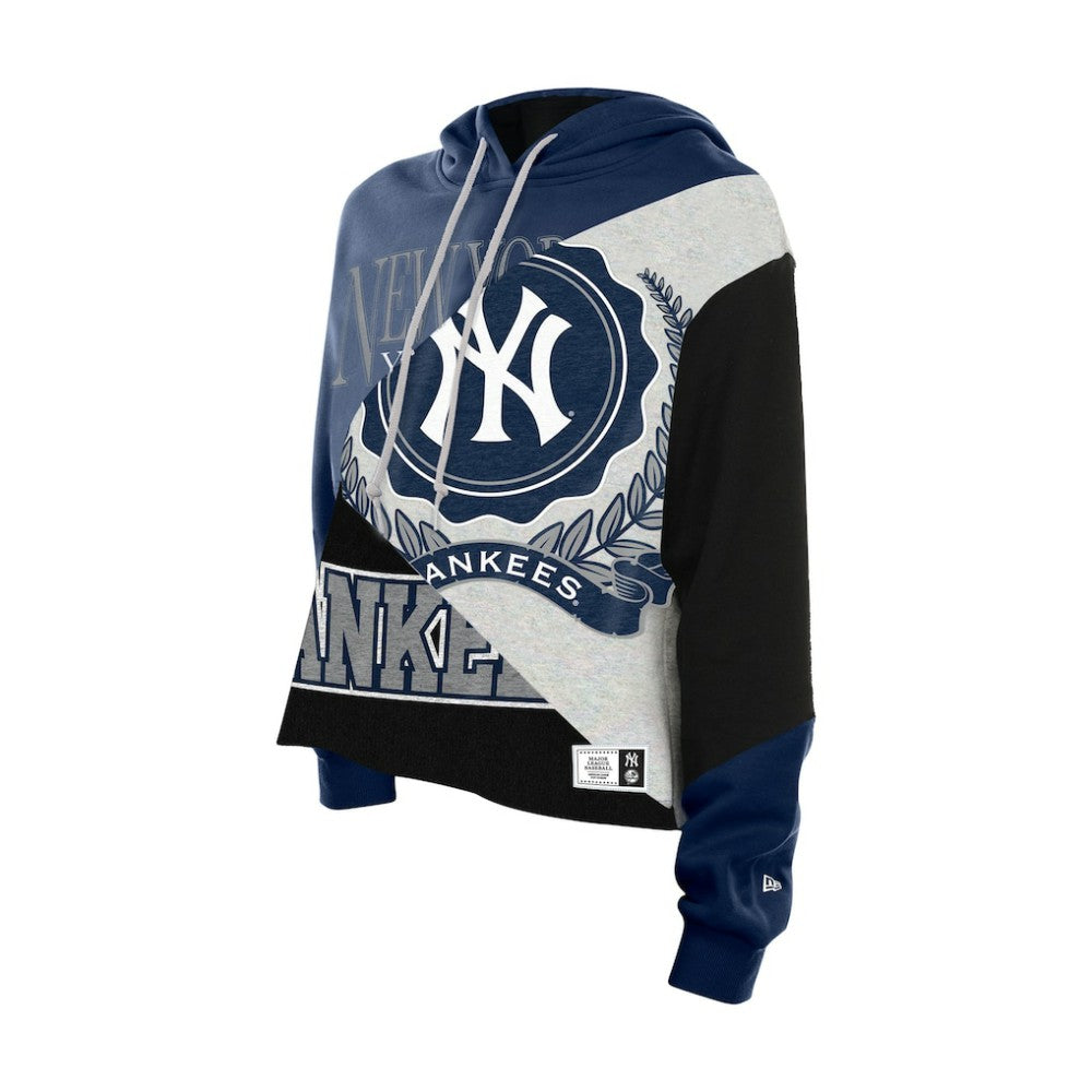 New York Yankees New Era Women's Upcycled Color Block Cropped Boxy Hoodie - MLB Hoodies