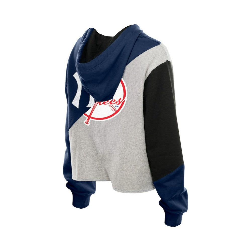 New York Yankees New Era Women's Upcycled Color Block Cropped Boxy Hoodie - MLB Hoodies