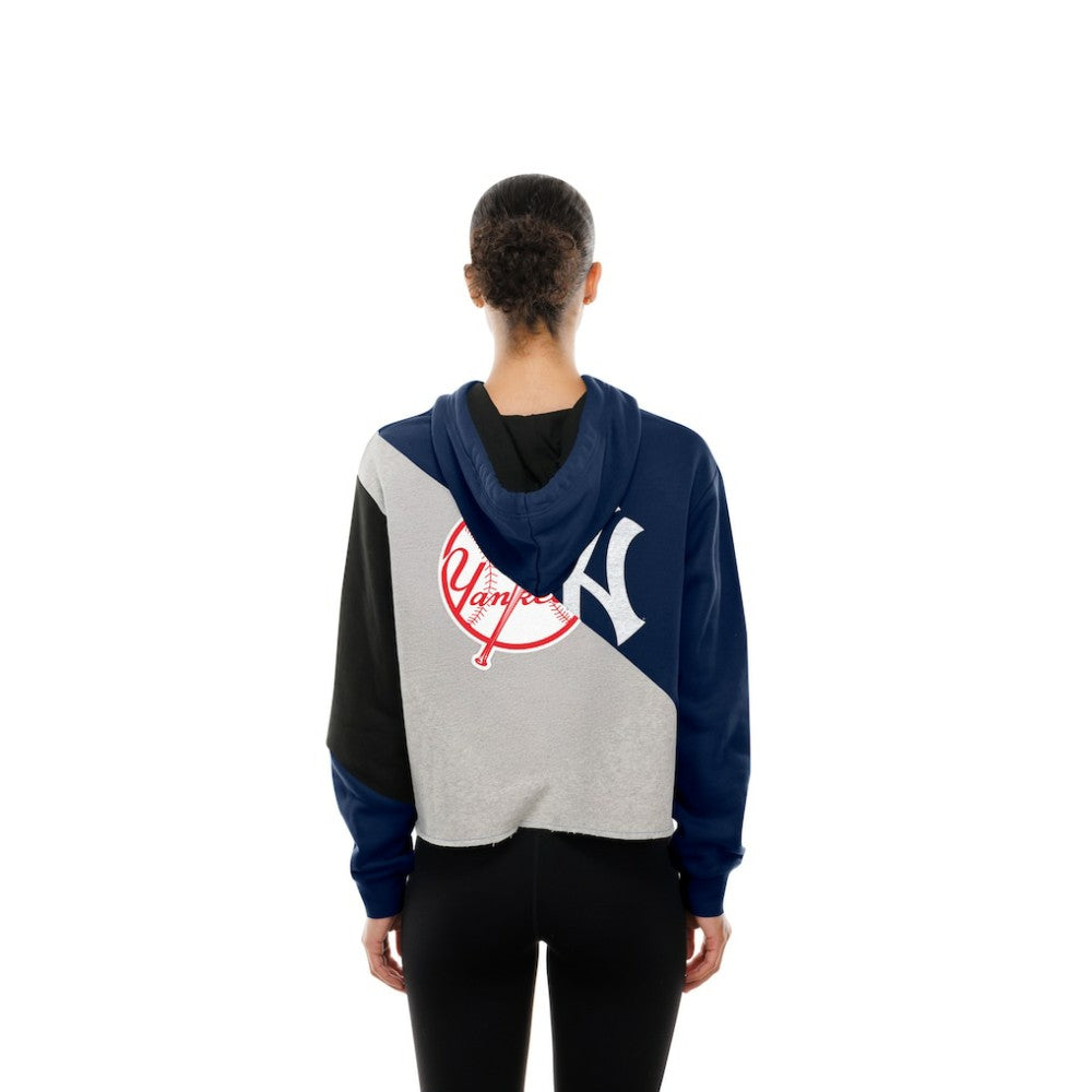 New York Yankees New Era Women's Upcycled Color Block Cropped Boxy Hoodie - MLB Hoodies