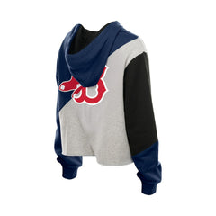 Boston Red Sox New Era Women's Upcycled Color Block Cropped Boxy Hoodie - MLB Hoodies