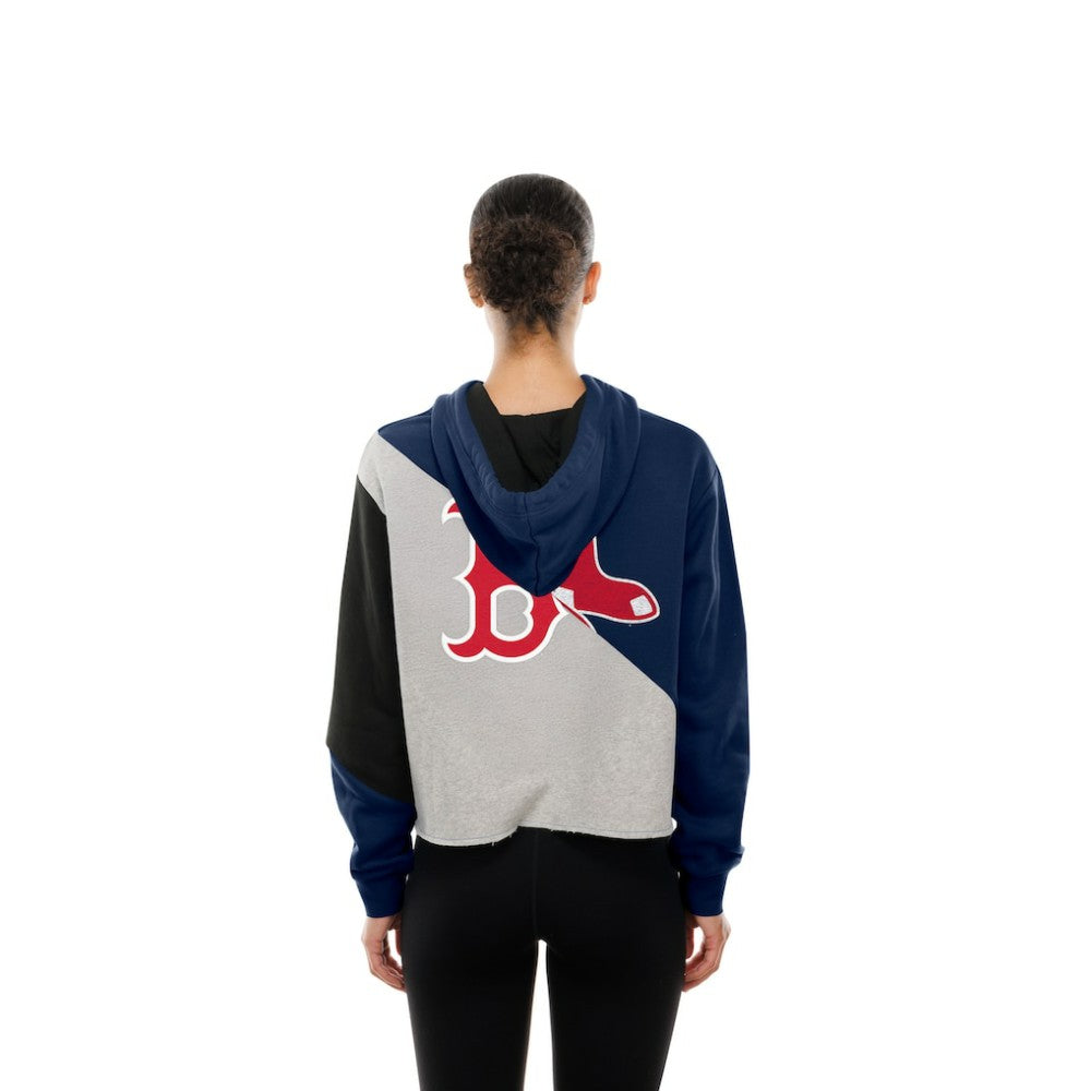 Boston Red Sox New Era Women's Upcycled Color Block Cropped Boxy Hoodie - MLB Hoodies
