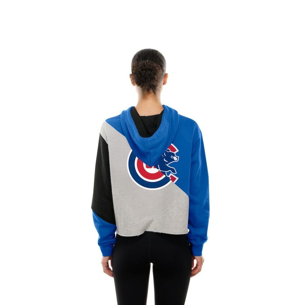 Chicago Cubs New Era Women's Upcycled Color Block Cropped Boxy Hoodie - MLB Hoodies
