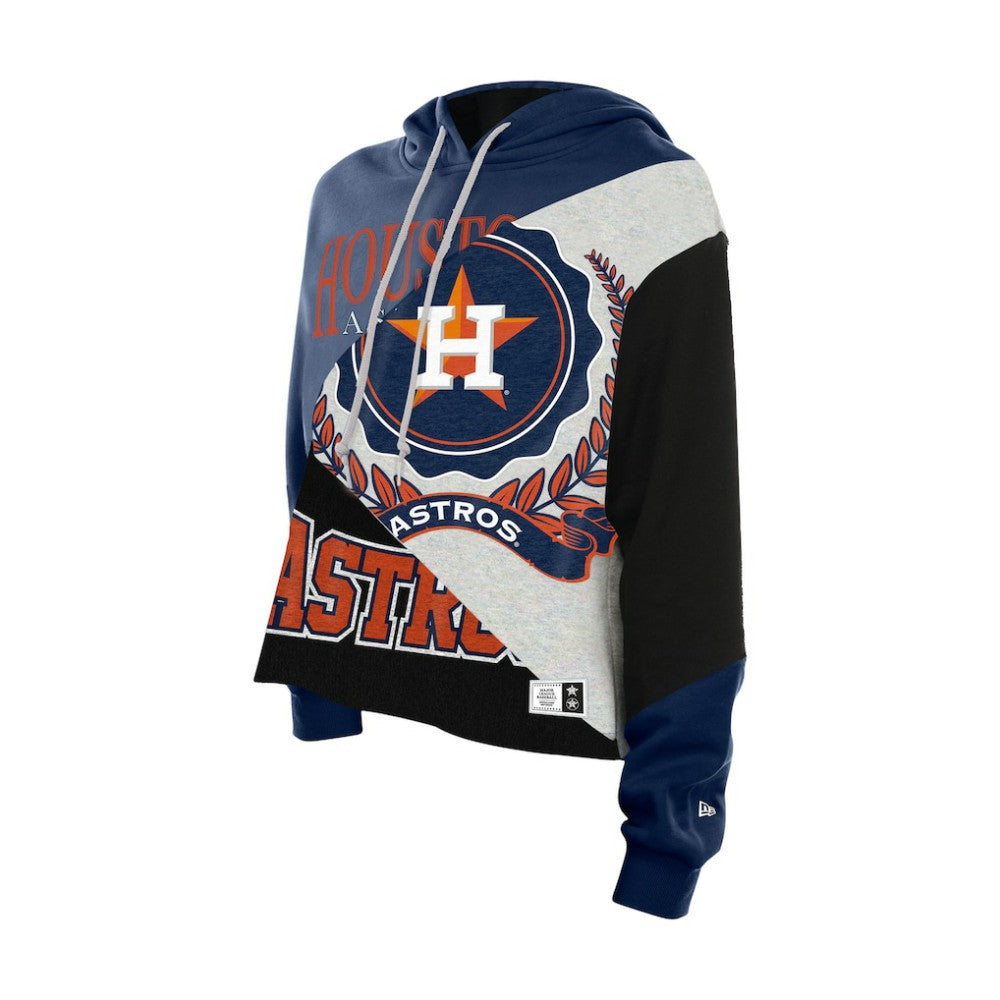 Houston Astros New Era Women's Upcycled Color Block Cropped Boxy Hoodie - MLB Hoodies