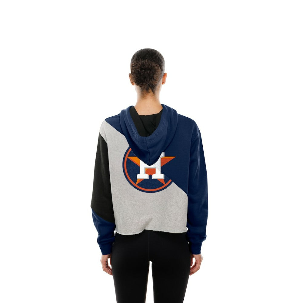Houston Astros New Era Women's Upcycled Color Block Cropped Boxy Hoodie - MLB Hoodies