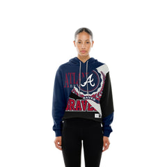 Atlanta Braves New Era Women's Upcycled Color Block Cropped Boxy Hoodie - MLB Hoodies