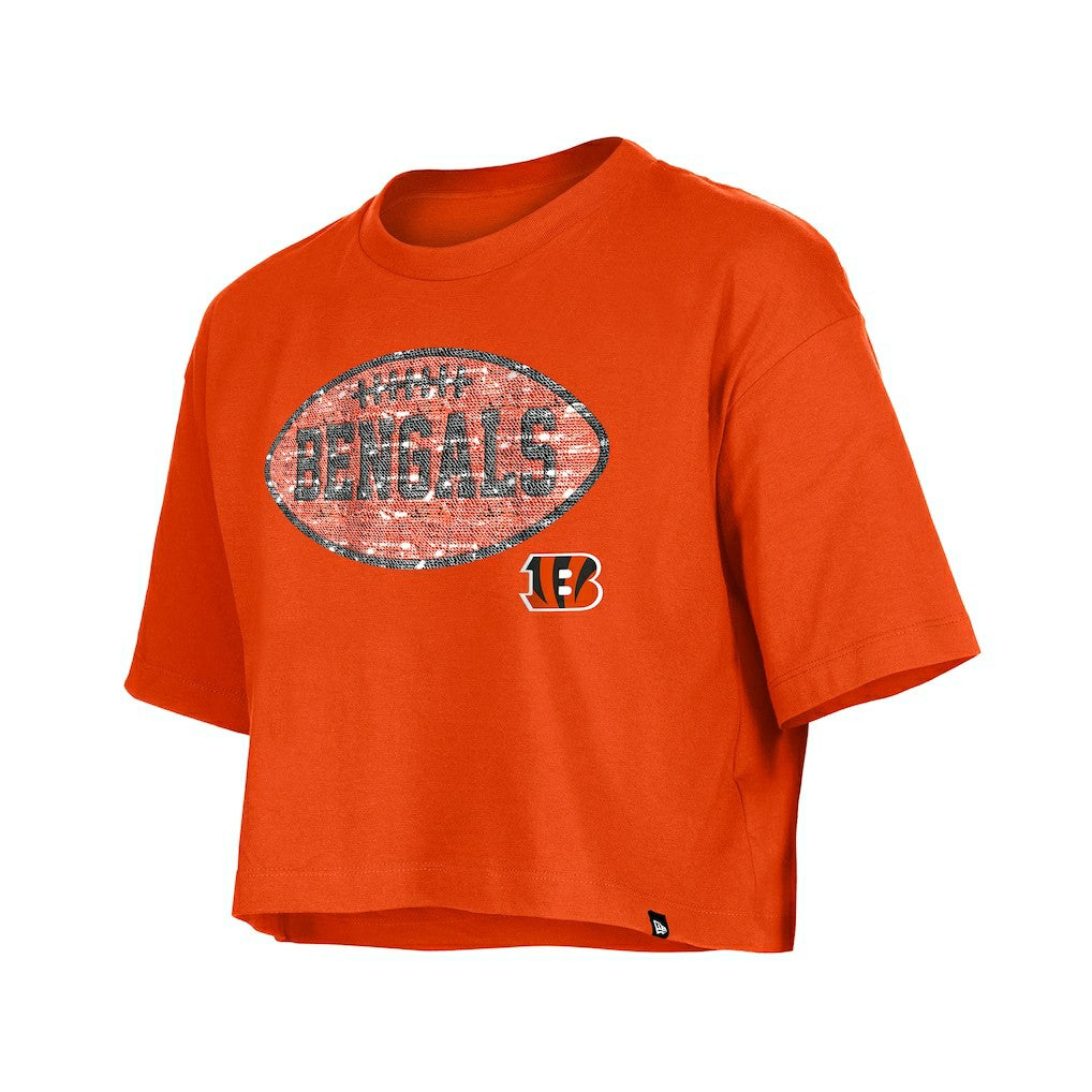 Cincinnati Bengals Girl's Flip Sequin Boxy T-Shirt | NFL New