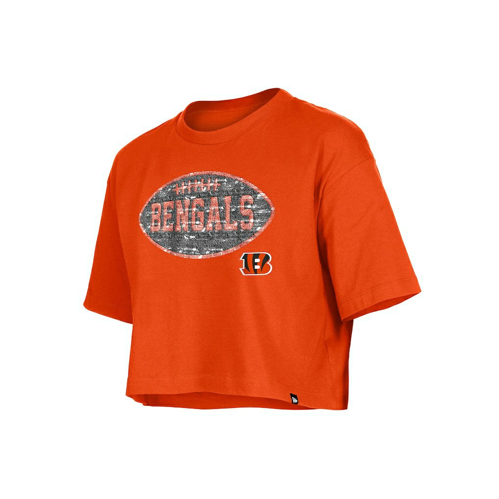 Cincinnati Bengals Girl's Flip Sequin Boxy T-Shirt | NFL New