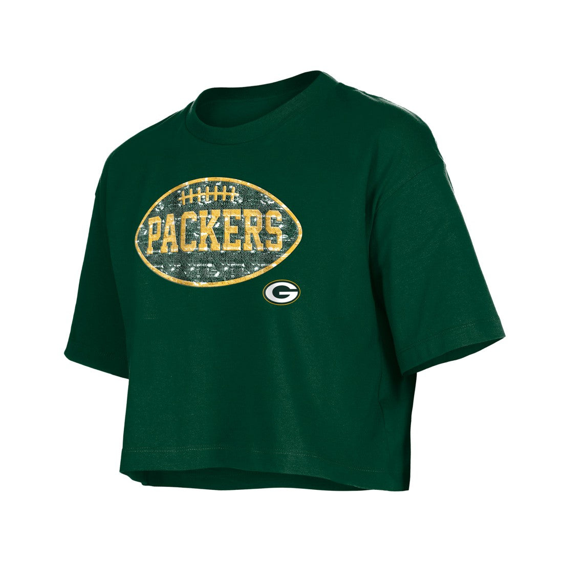 Green Bay Packers Girl's Flip Sequin Boxy T-Shirt | NFL Outlet