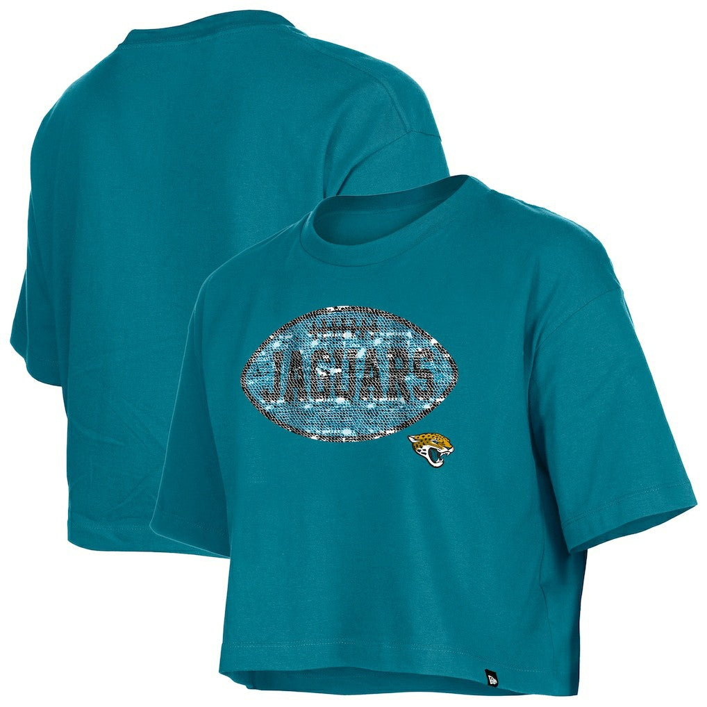 Jacksonville Jaguars Girl's Flip Sequin Boxy T-Shirt | NFL Sale