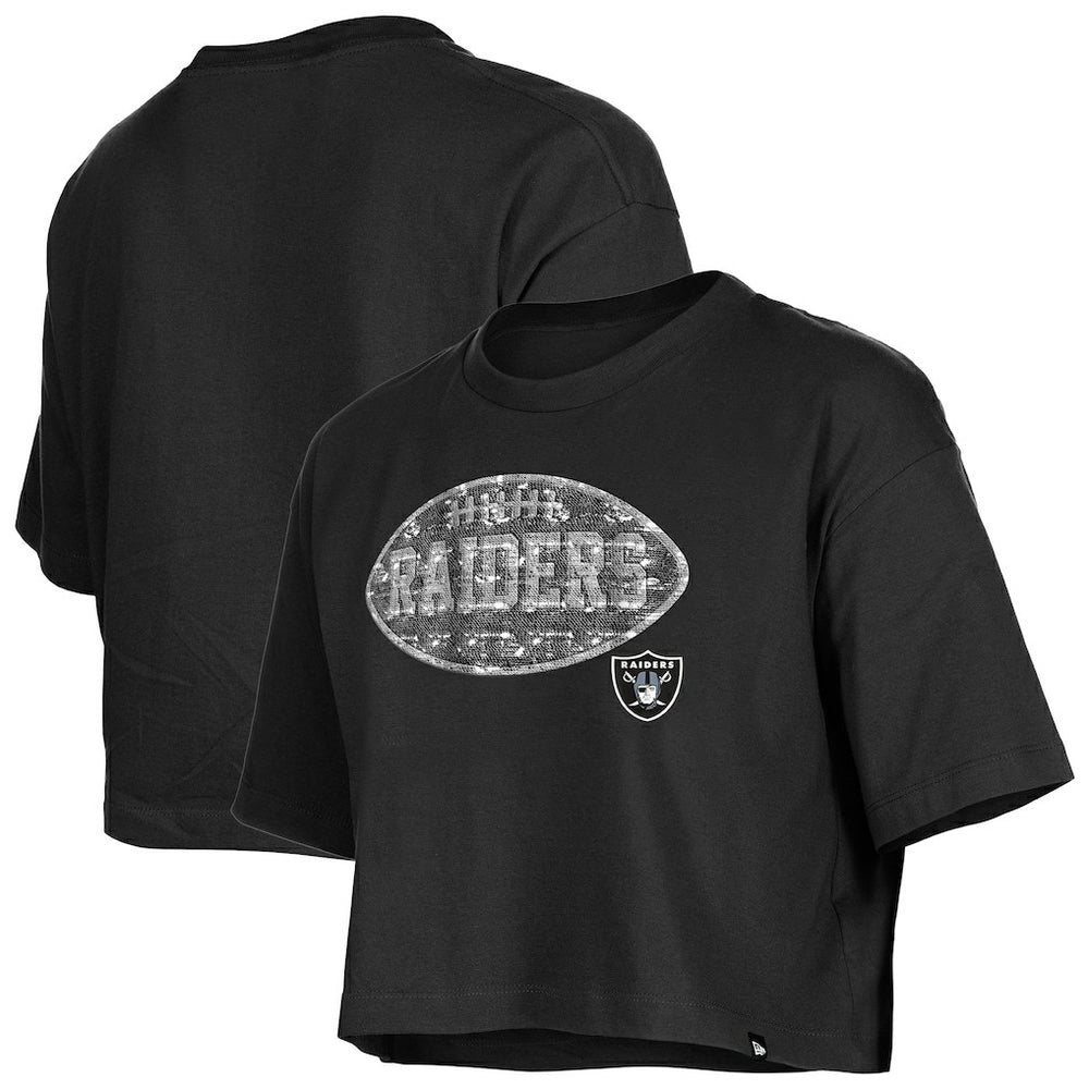 Las Vegas Raiders Girl's Flip Sequin Boxy T-Shirt | NFL New