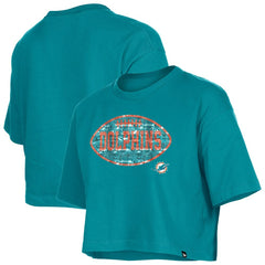 Miami Dolphins Girl's Flip Sequin Boxy T-Shirt | NFL Outlet