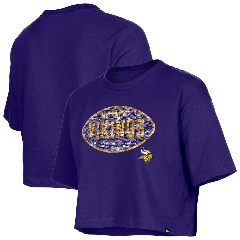 Minnesota Vikings Girl's Flip Sequin Boxy T-Shirt | NFL Online