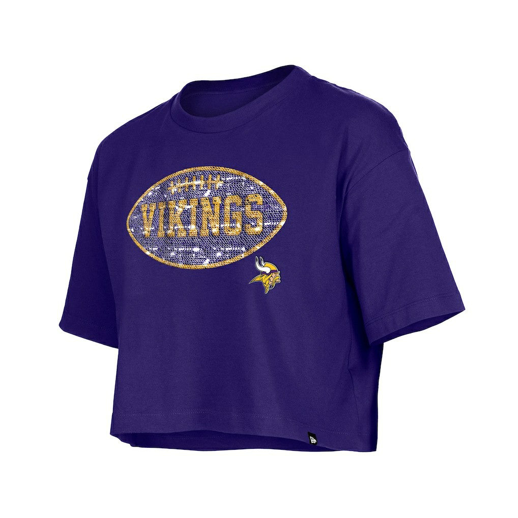 Minnesota Vikings Girl's Flip Sequin Boxy T-Shirt | NFL Online