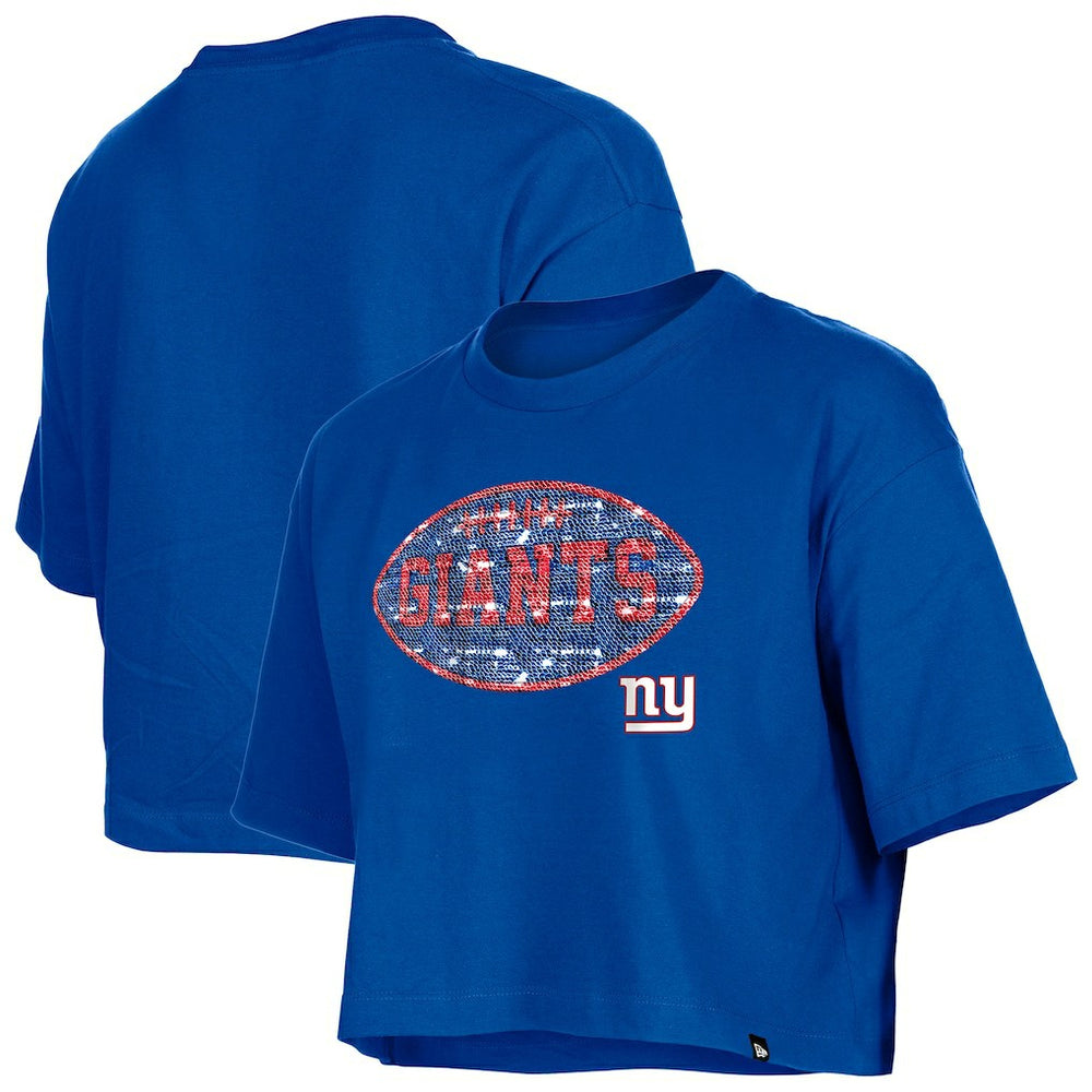 New York Giants Girl's Flip Sequin Boxy T-Shirt | NFL Online