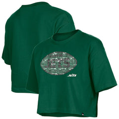 New York Jets Girl's Flip Sequin Boxy T-Shirt | NFL New