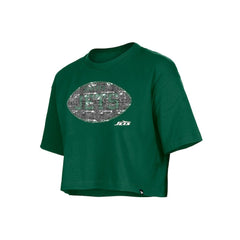 New York Jets Girl's Flip Sequin Boxy T-Shirt | NFL New